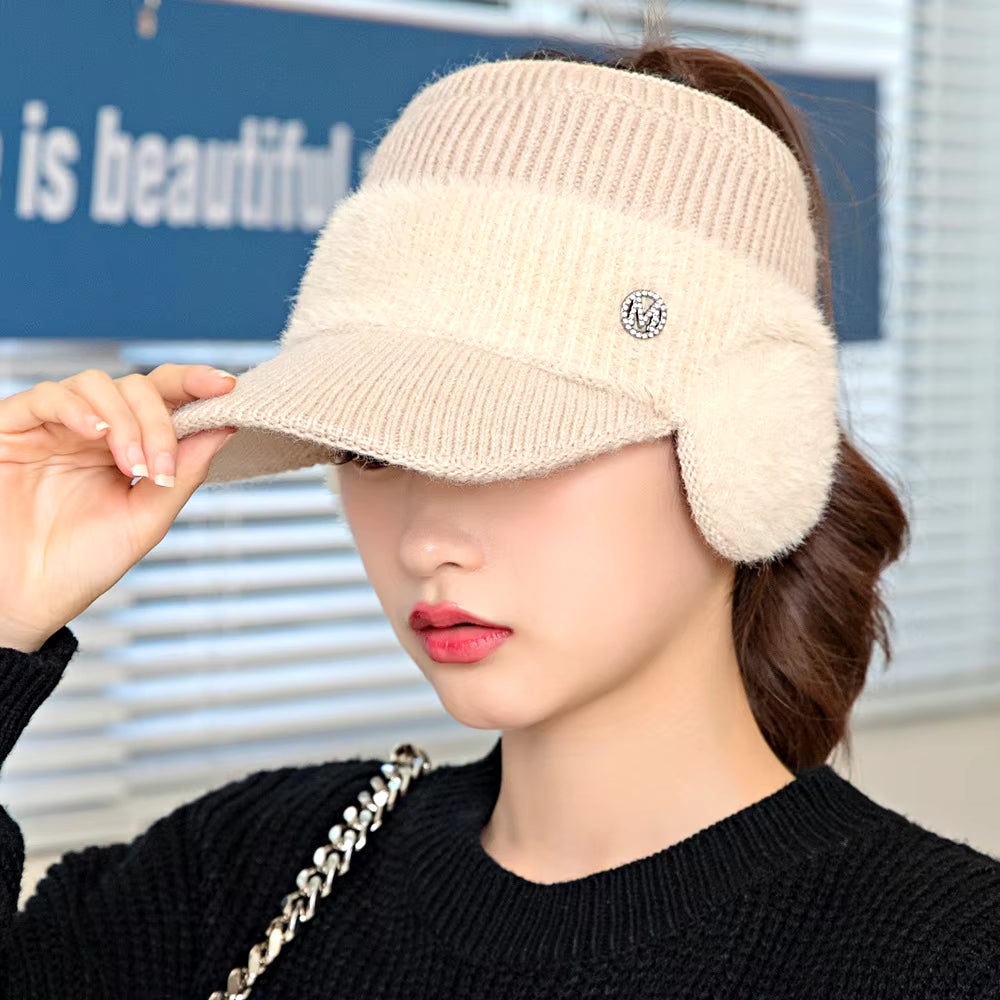 New Women Winter Hat Fashion Streetwear Decorate Beanie Hat for Women Casual Knitted Warm Cap