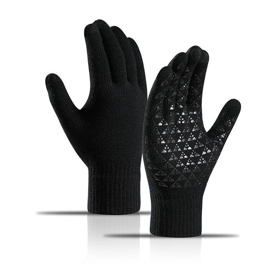 Winter Gloves for Men Women, Touch Screen Texting Warm Gloves with Thermal Soft Knit Lining, Thermal Black Grey Warm Gloves Anti-Slip Gloves