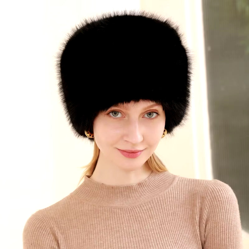 2023 Big Faux Fur Fluffy Bucket Hat for Women Luxury Plush Winter Hat Thicken Snow Oversized Fur Bucket Hat Soft Big Panama Cap