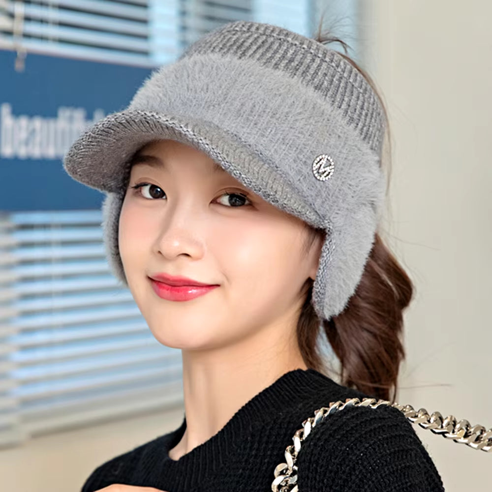 New Women Winter Hat Fashion Streetwear Decorate Beanie Hat for Women Casual Knitted Warm Cap